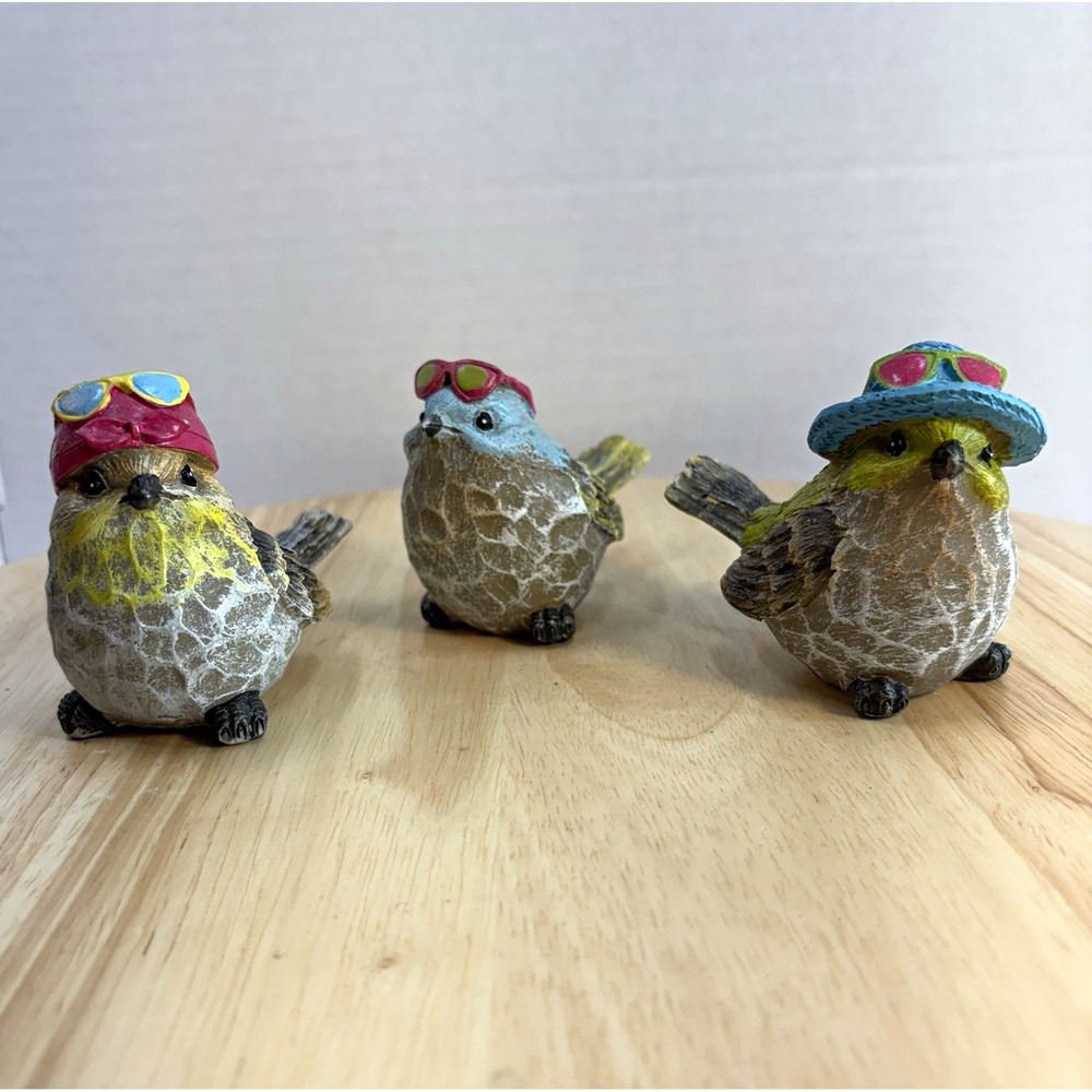 Spring HL Resin Hand Painted Bird Figurines w Hats Sunglasses Set of 3 HL9185627